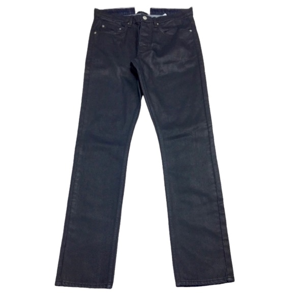 Sandro Paris Droid Blue Waxed Denim Slim fit Jeans Style # P4589W - Picture 2 of 8